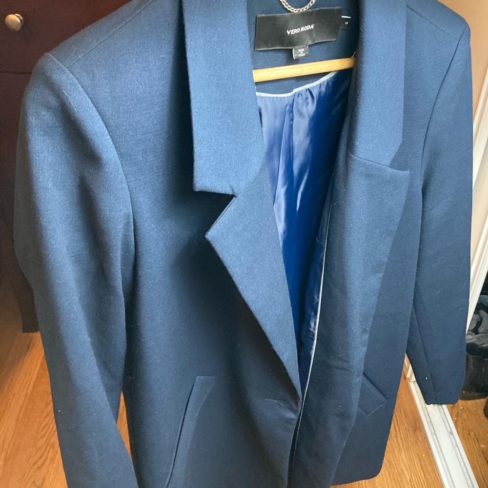 Vero Moda Navy Blue Long Suit Jacket Size M